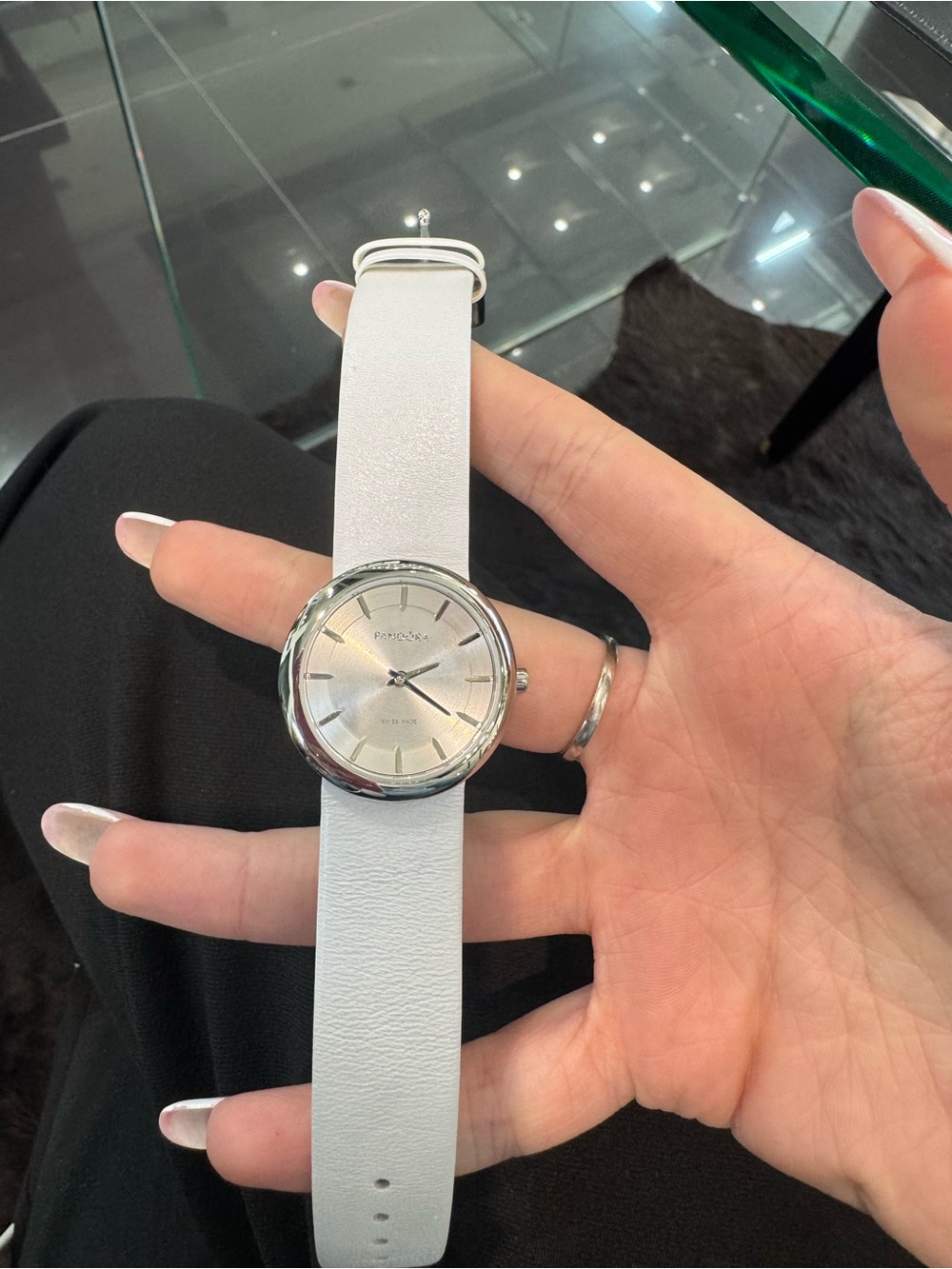 New Authentic Pandora "Pure" Watch with White Leather Strap